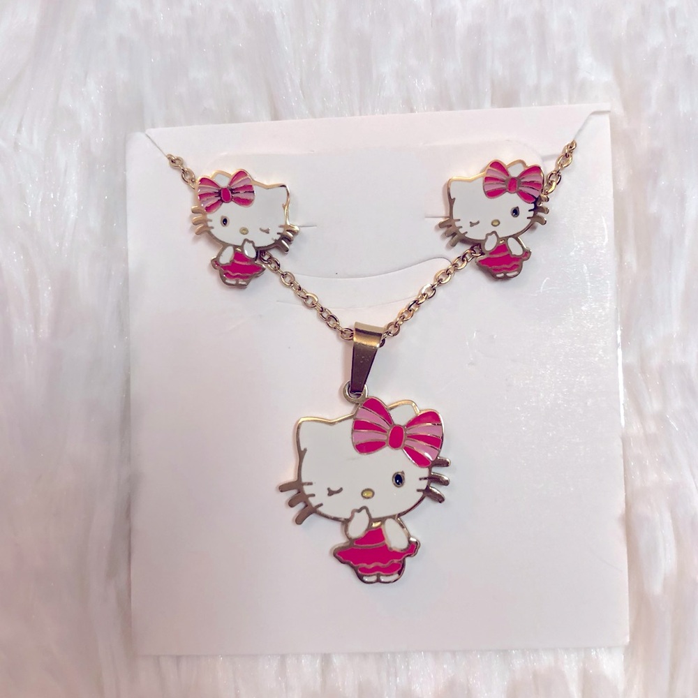 Hello Kitty Jewelry set Earrings and Necklace